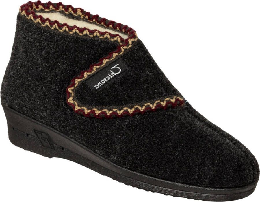 Pantoffel Hoog Klitband 50405 Antraciet