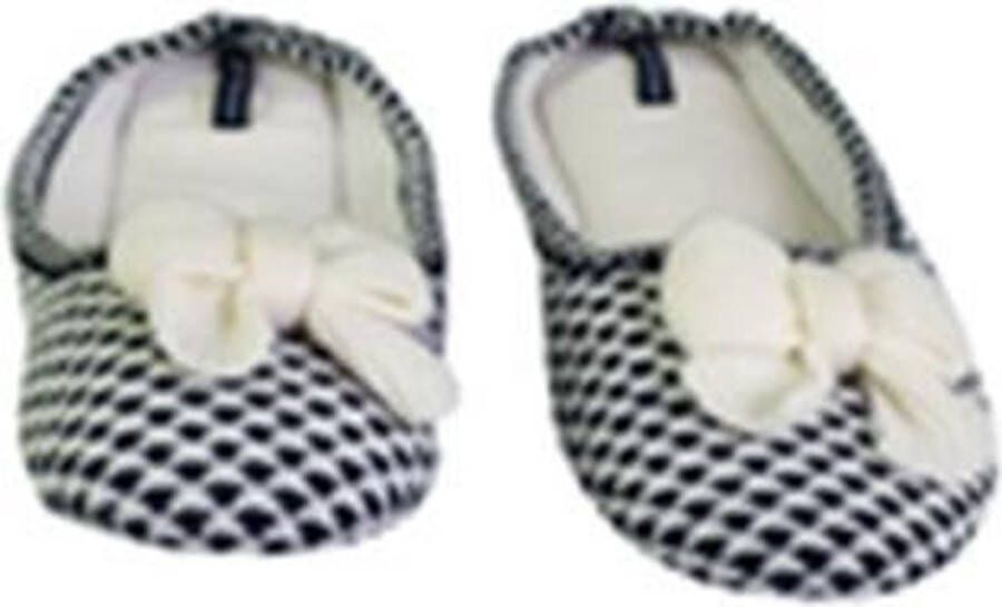 Pantoffel laag model strik Donkerblauw Wit 40 Pantoffels Dames – Pantoffels meisjes Warme pantoffels Sloffen dames – Sloffen meisjes – Winter Kerst cadeau – Kerstcadeau – Kerst – Sinterklaas – Cadeau Mode – Warm Cozy