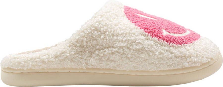 Pantoffel unisex smiley print roze