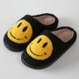 Pantoffel unisex smiley print zwart geel wit t m - Thumbnail 1