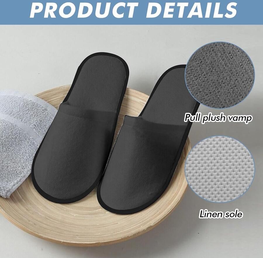 Pantoffels: 15 paar hotelpantoffels set 28 x 11 x badstof slippers voor beauty center artsen hotels en set gastenpantoffels uniseks grijs wit Einheitsgröße