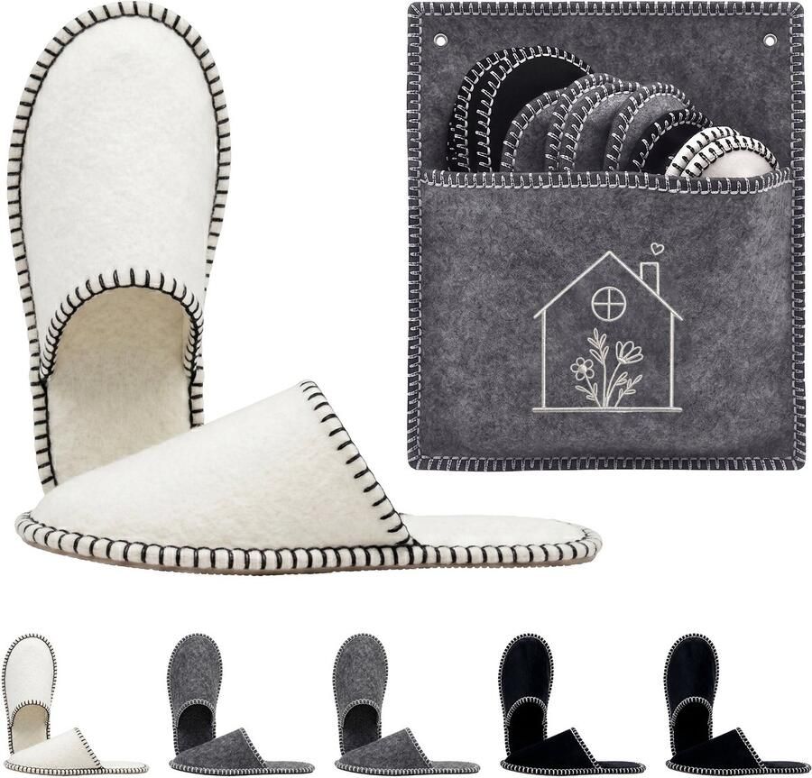 Pantoffels 6 paar huis 36-45 vilt