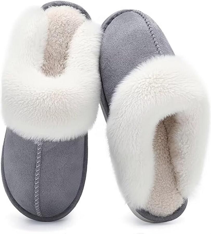 Pantoffels Anti-Slip Pantoffels Winterpantoffels Voor Thuis Sloffen Winterpantoffels Warmte Harige Pantoffels En Pantoffels Voor Binnen En Buiten Grijs