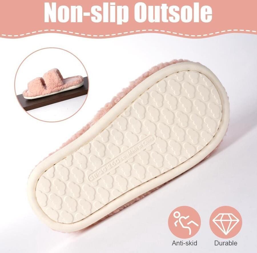 Pantoffels Dames Comfortabele Peep Toe Huisschoenen voor Warme Winter Antislip Traagschuim Binnenzool