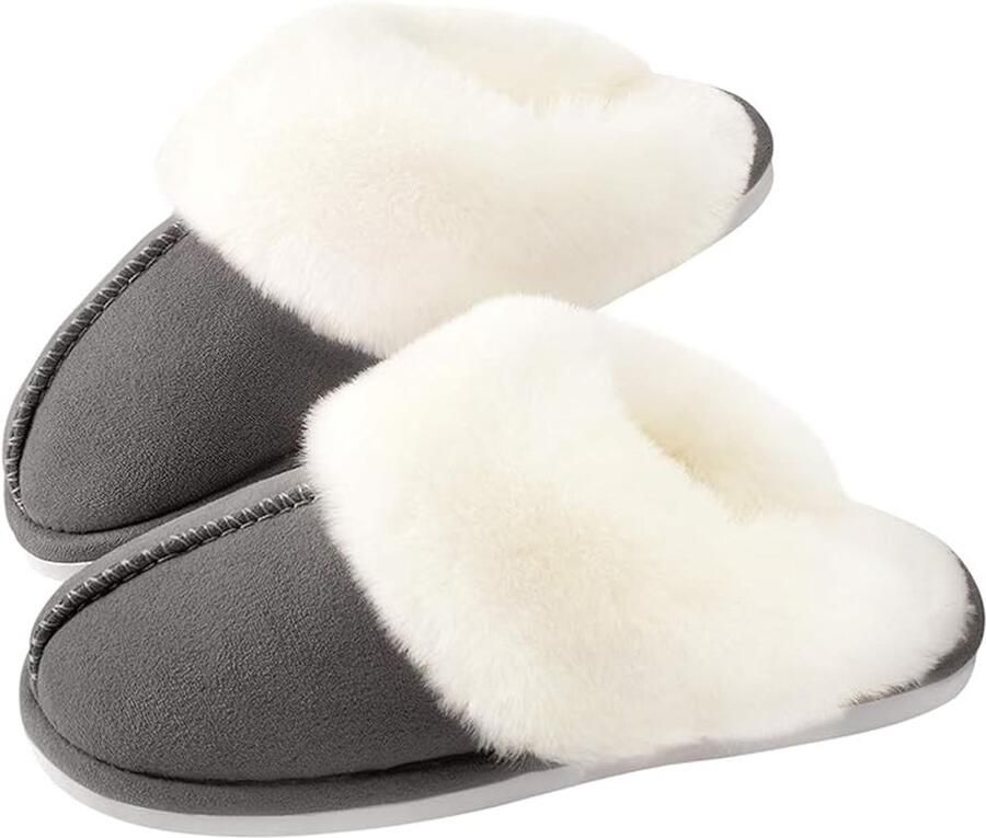 Pantoffels en Fluffy Open Sloffen met Pluche Voering Antislip Zool