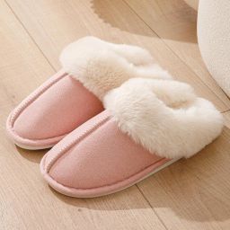 Pantoffels en Fluffy Open Sloffen met Pluche Voering Antislip Zool -Roze