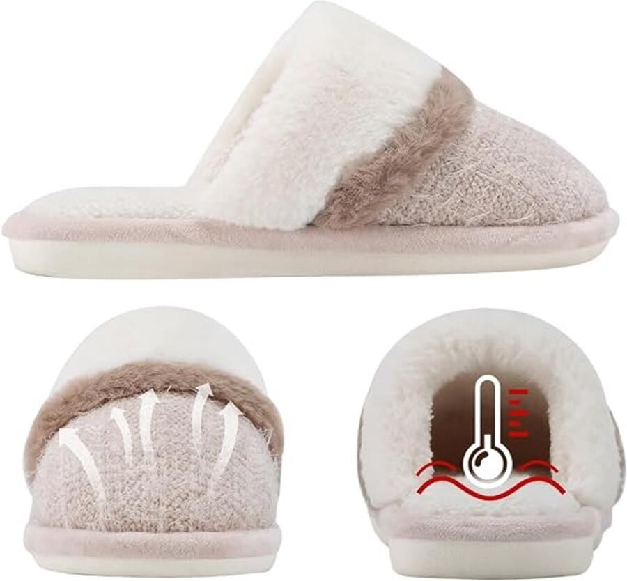 Pantoffels en Zachte Pluche Memory Foam Slip-on Comfortabel Voor Binnen en Buiten Warme Huispantoffels