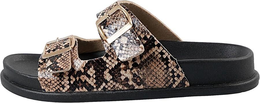 Pantoffels dames plateau brede slipper gesp detail comfortabele zomerschoenen ShopVlot