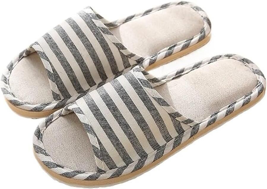 Pantoffels Dames Sloffen Anti-Slip Zweetafvoerend Linnen En Katoen Ademend Pantoffels Zacht Binnen En Buiten Open Pantoffels Unisex Katoenen Vlas Pantoffels Zwart