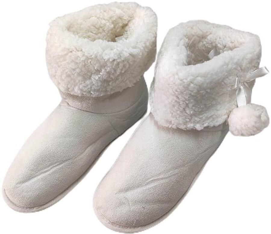 Pantoffels Dames Zacht Huisschoenen Suède-look Strik Pompons Comfortabel Tijdloos Design