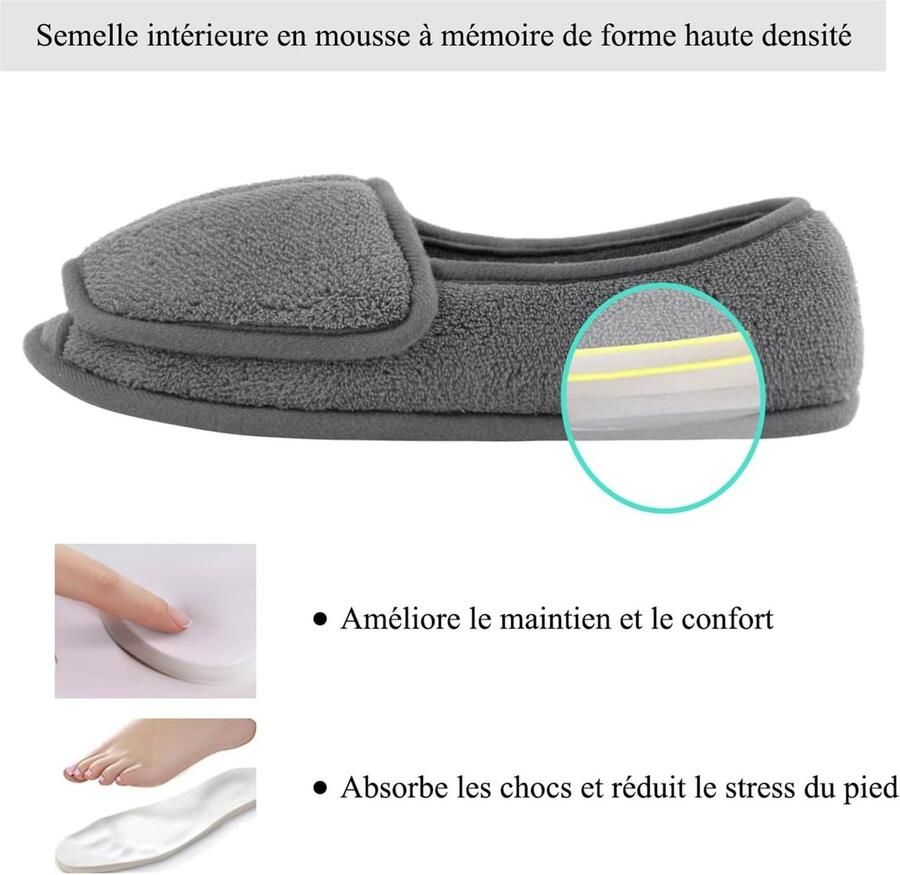 Pantoffels Grijs 37 EU Traagschuim met Ademend Pluche Voor Dames