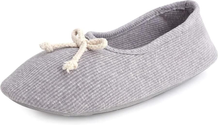 Pantoffels Grijs Katoenen Warme Slippers met Antislipzool Voor Dames en Meisjes