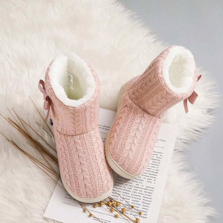 Pantoffels H2 Roze 41 42 EU Pluche Gevoerd met Vaste Zool Voor Dames