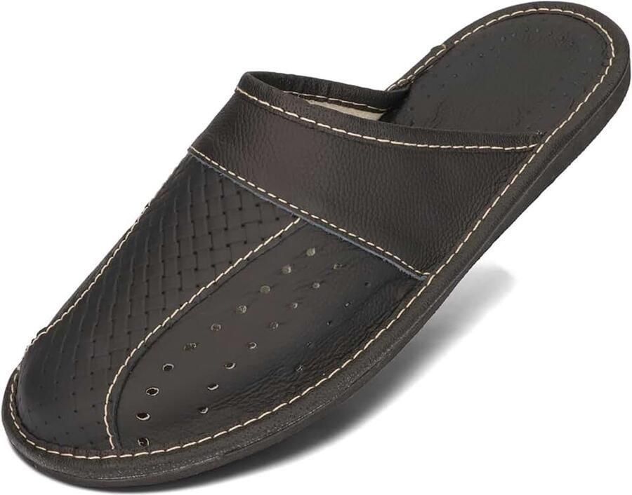 Pantoffels Heren Echt Leer Herenpantoffels Slippers Zwart Bruin 40-50