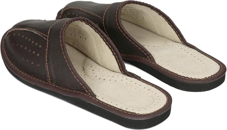 Pantoffels Heren Echt Leer Herenpantoffels Slippers Zwart Bruin 40-50