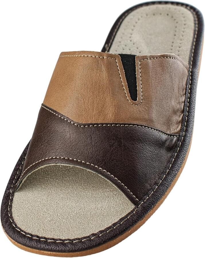Pantoffels heren lederen herenpantoffels huisschoen mannen pantoffels slippers man bruin