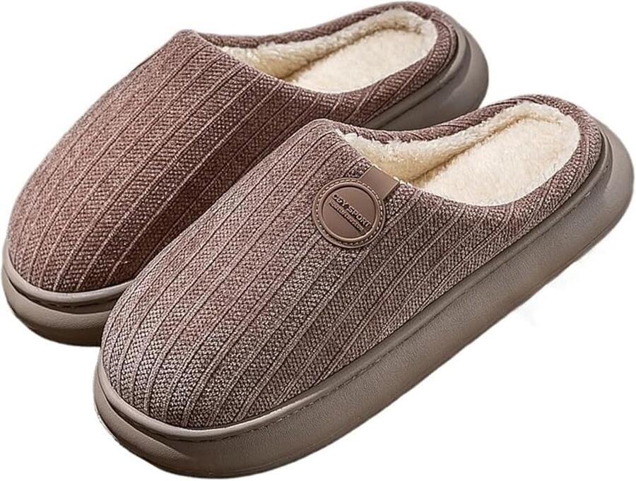 Pantoffels Herenpantoffels Pluche warme pantoffels Lichtgewicht en zacht Met traagschuim Dikke zool Comfortabel en ademend Geschikt voor Bruin