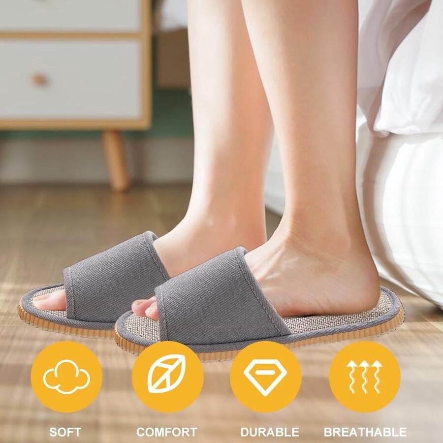 Pantoffels nen en Draagbare Badslippers Zachte Slaapkamer Hotel Herbruikbaar Antislip Indoor Met 12mm Dikke Zool Voor Gasten Home Hotel Grijs 40 44