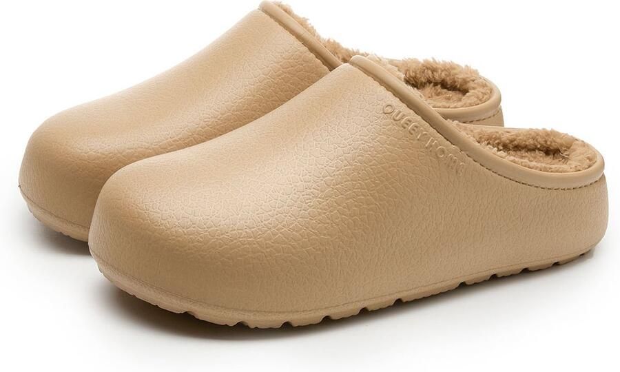 Pantoffels met fleecevoering Waterdichte pantoffels Katoenen pantoffels Warme pantoffels Winterpantoffels Geschikt voor binnen en buiten Bruin