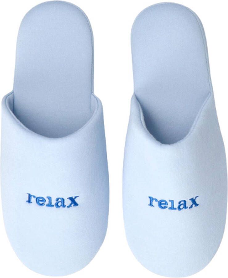 Pantoffels met tekst RELAX Lichtblauw Polyester Kunststof
