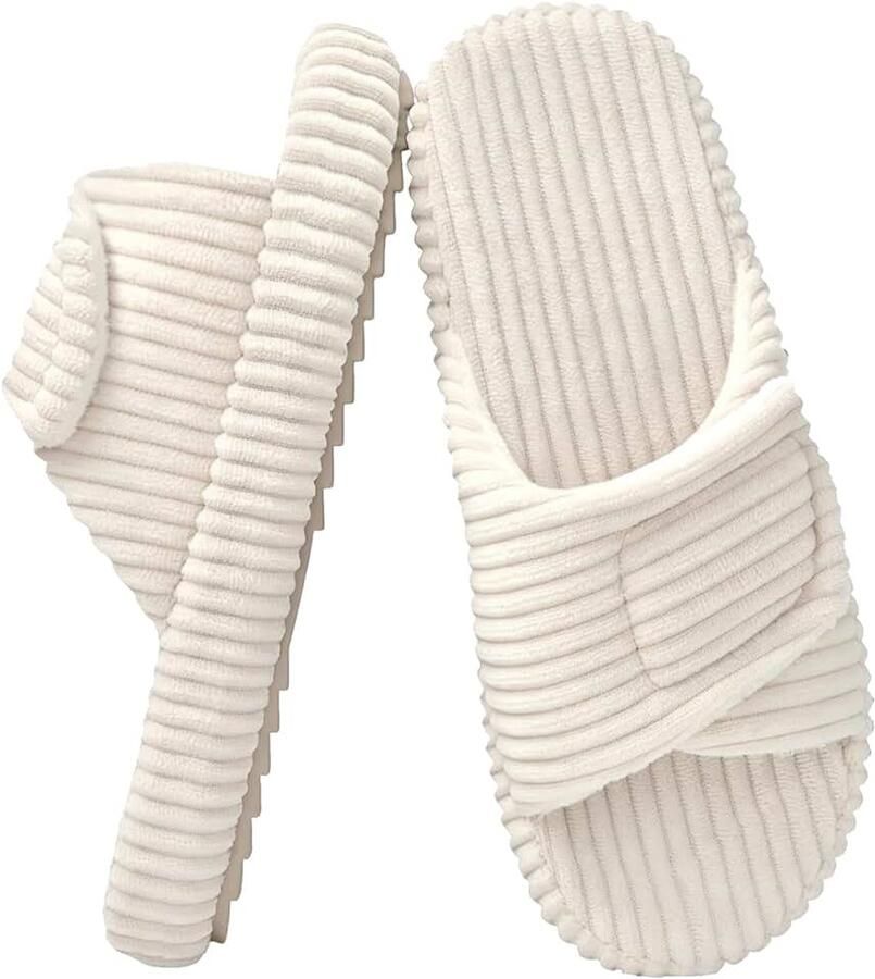 Pantoffels Open Teen Corduroy Ajusteerbare Slides met Memory Foam Antislip Comfortabel Zacht