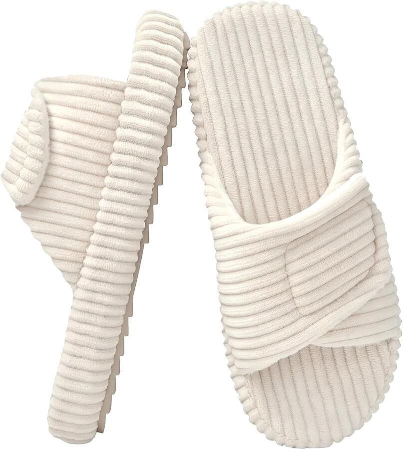 Pantoffels Open Teen Corduroy Ajusteerbare Slides met Memory Foam Antislip Comfortabel Zacht