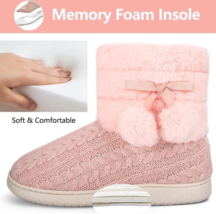 Pantoffels Roze 40 41 EU Pluche Winterpantoffels voor Dames