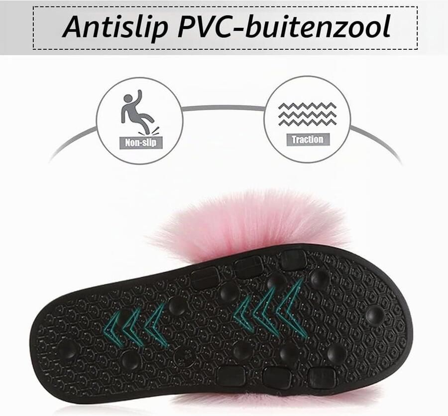 Pantoffels Roze 40 41 EU Pluizige Pluche Sloffen Voor Dames