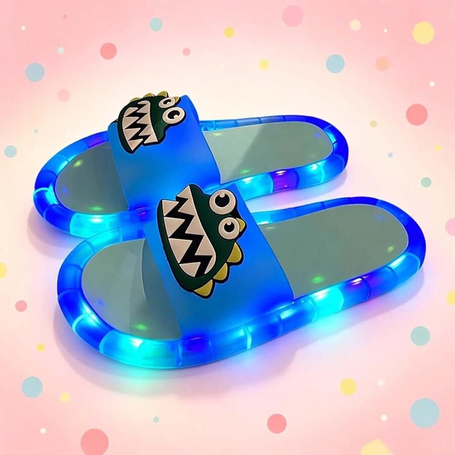 Pantoffels sandalen voor kinderen antislip platform slides cartoon ogen van geheugenschuim ledverlichting badschoenen schattige schoenen