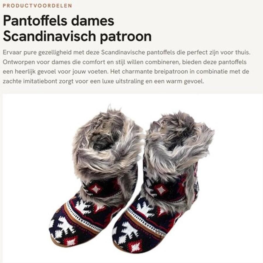 Pantoffels Scandinavisch patroon Zacht Veganistisch Rubber zool Warm Comfortabel Huispantoffels