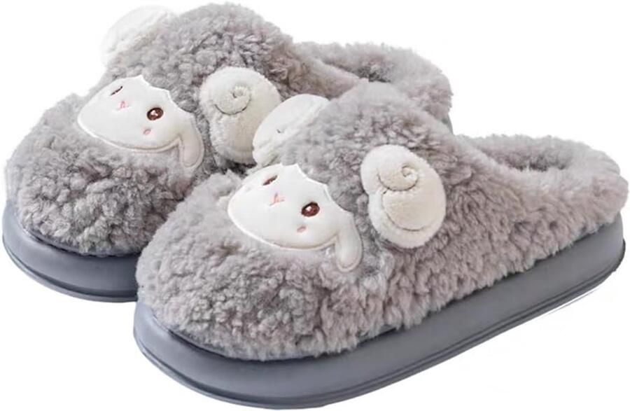 Pantoffels Schattige pantoffels met schapenvachtprint Unisex Zachte en pluizige pluche voering Binnenzool van traagschuim Dikke zool Comfortabel en ade d Geschikt voor