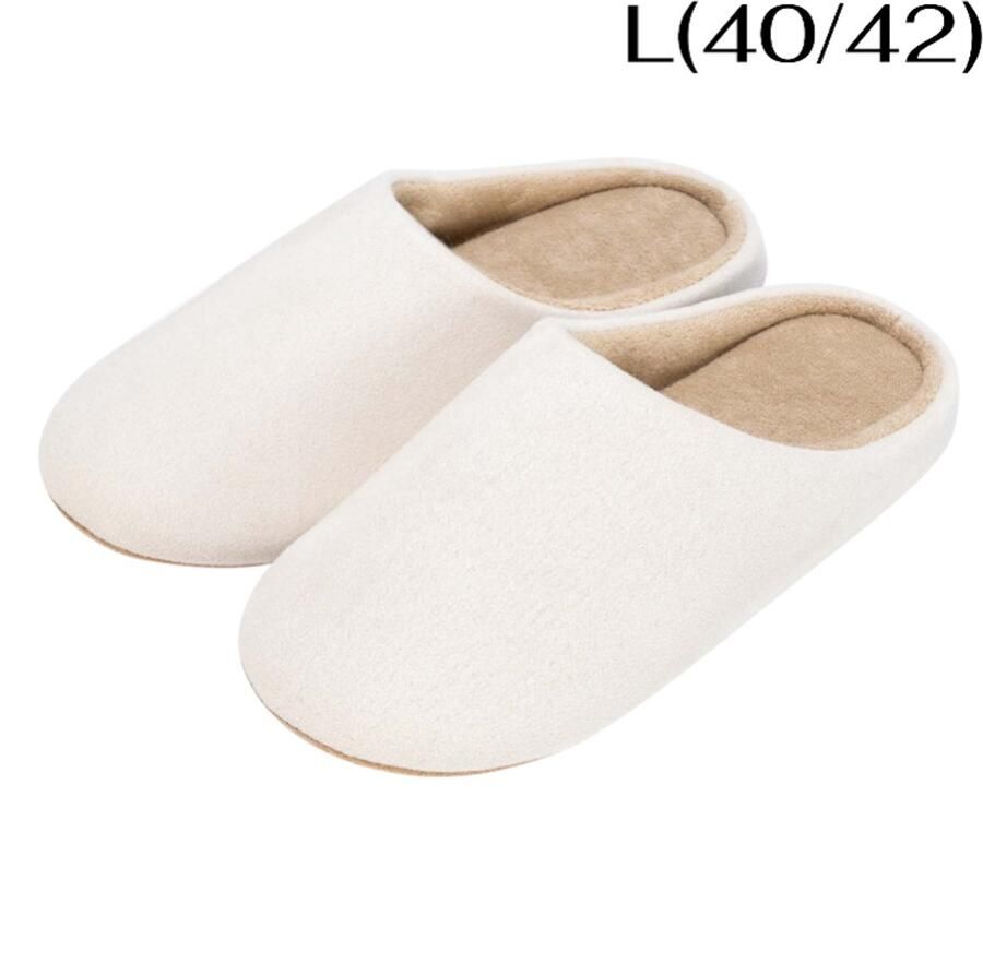 Pantoffels van traagschuim dikke en zachte voering geruisloze zool unisex gebroken wit maat L geschikt voor