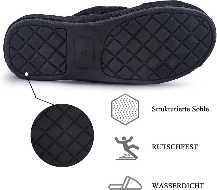 Pantoffels van traagschuim voor dames met ondersteuning van de voetboog verstelbare klittenbandsluiting diabetici brede open teen huispantoffels voor binnen en buiten