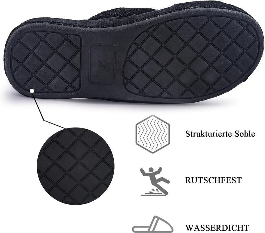 Pantoffels van traagschuim voor dames met ondersteuning van de voetboog verstelbare klittenbandsluiting diabetici brede open teen huispantoffels voor binnen en buiten