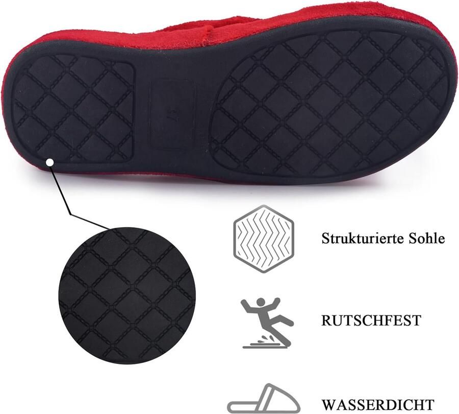 Pantoffels van traagschuim voor dames met voetboogondersteuning verstelbare klittenbandsluiting brede open teen pantoffels voor binnen en buiten Boog Rood