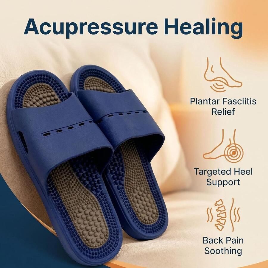 Pantoffels voor acupressuur uniseks met noppen massageschoenen voetmassage schoenen tegen rugpijn voetmassage slippers (blauw 40 41)