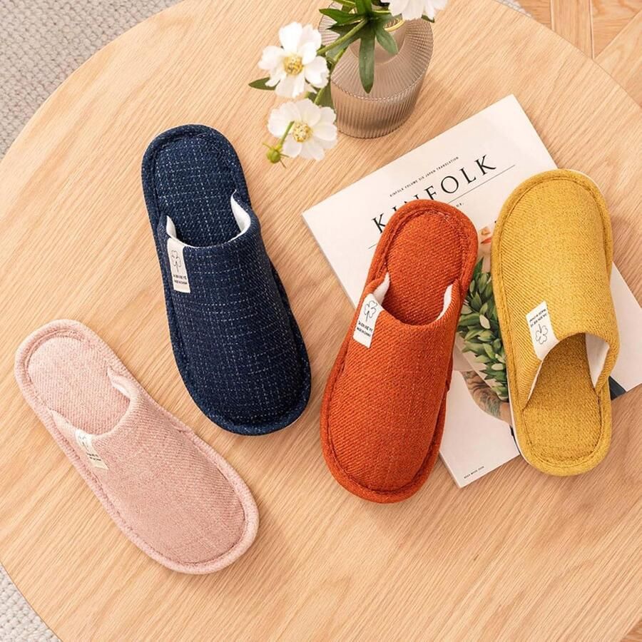 Pantoffels voor en antislip katoenen linnen comfortabel en ade d materiaal pantoffels voor binnenshuis wasbaar herfst winter pantoffels voor hotel thuis spa