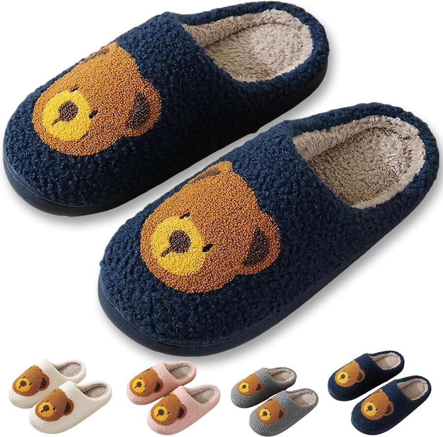 Pantoffels voor en comfortabele winterpantoffels warm gevoerd antislip voor binnen en buiten