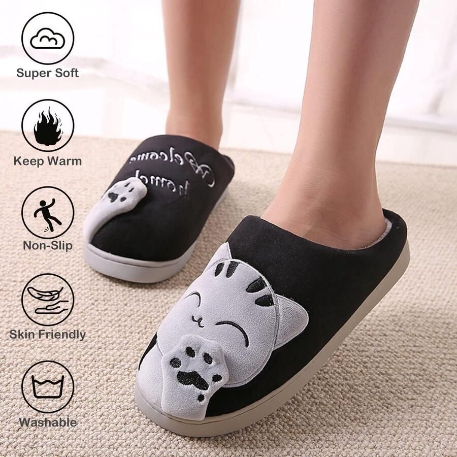 Pantoffels voor en pluche winterpantoffels warme kattenpantoffels uniseks zacht comfortabel antislip knuffelpantoffels