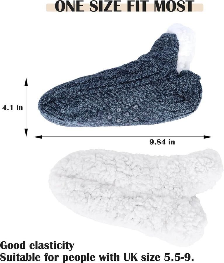 Pantoffels voor en Warme winterfleece sokken voor gebreid antislip gevoerd