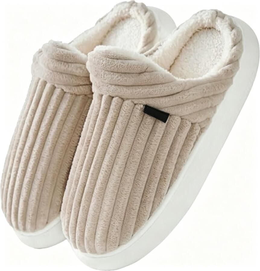 Pantoffels voor en warme winterpantoffels met memory foam corduroy pluche zacht antislip comfortabel voor binnen en buiten abrikoos