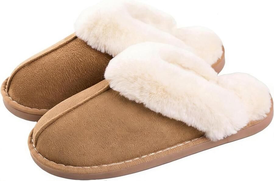 Pantoffels voor en heren: warme zachte pluche slippers met voering comfortabele antislip slippers voor binnen en buiten