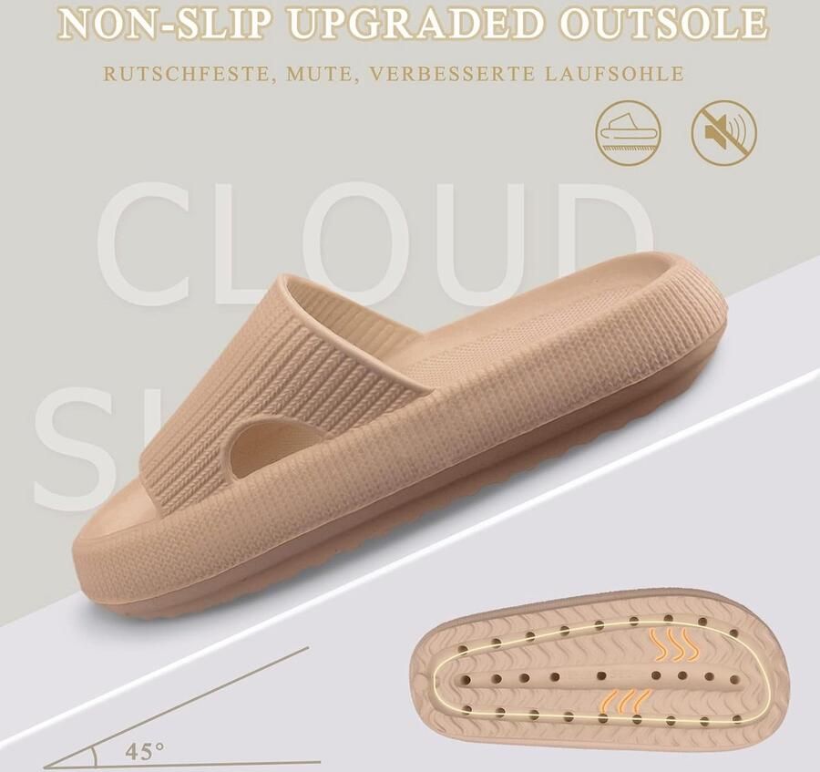 Pantoffels voor en zomer antislip voor badkamer comfortabel ultrazachte douchesandalen met dikke zool strandschoenen voor het zwembad (kaki 36 37 EU) Khaki (stad)