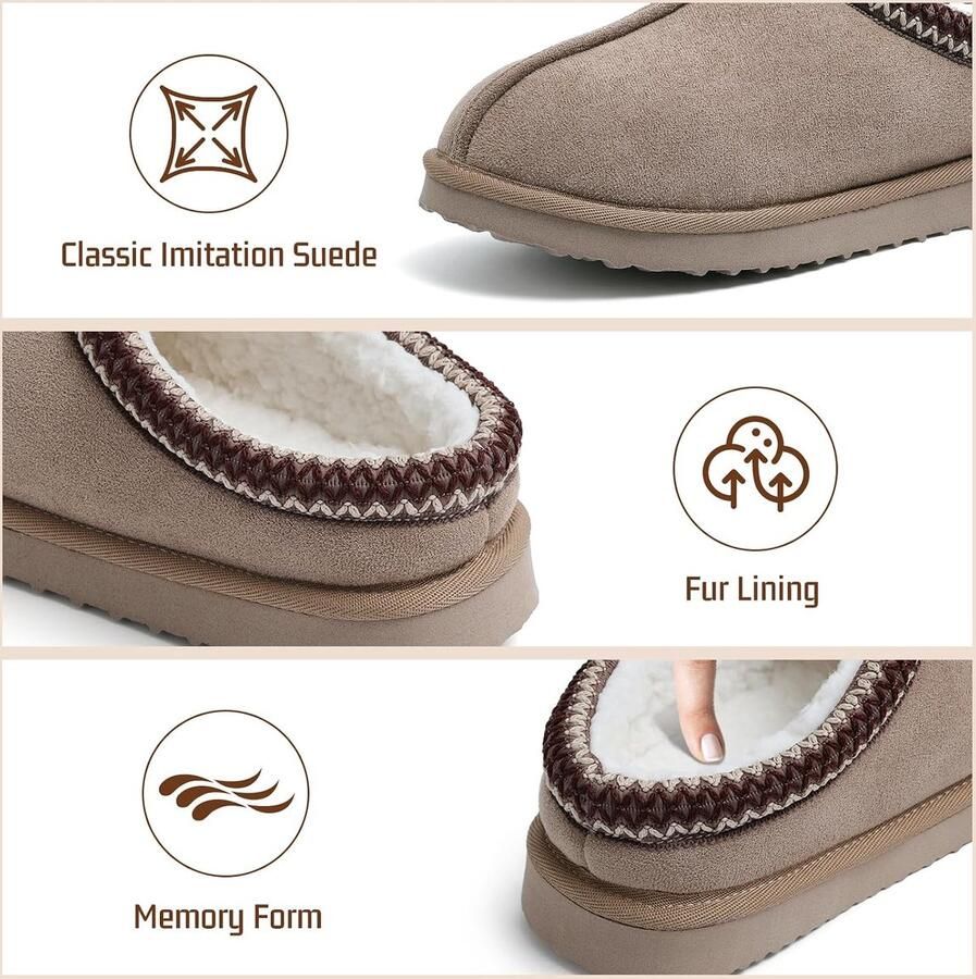 Pantoffels voor dames lamsvacht warm antislip voor binnen en