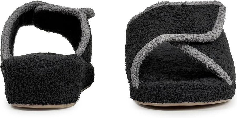 Pantoffels voor dames sleehak met badstof open teen met plaksluiting voor gezwollen voeten sandalen met kurkzool