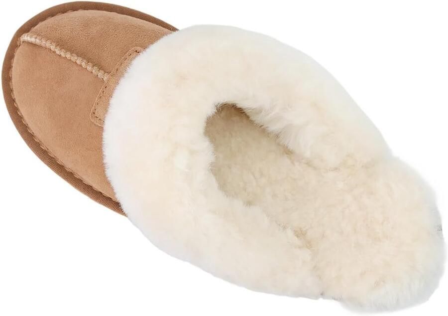 Pantoffels voor dames van echt leer met voering van imitatiebont warme pluche pantoffels voor de winter comfort antislipzool
