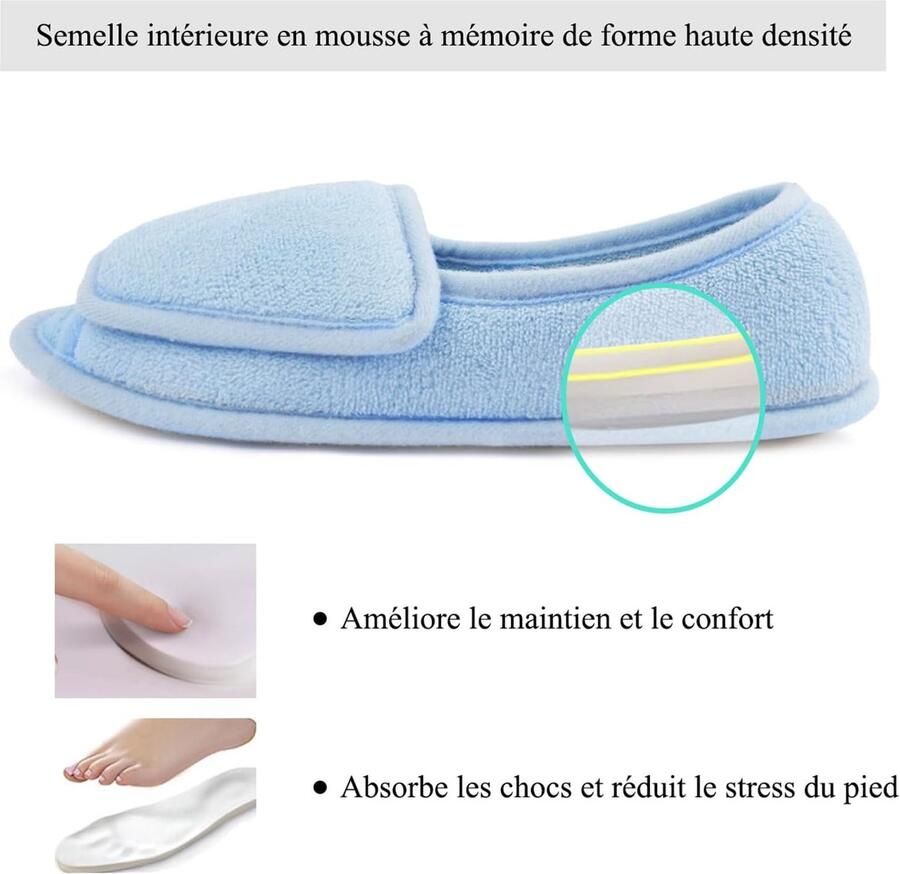 Pantoffels voor dames van traagschuim comfortabel ademend open teen pluche warm huispantoffels voor binnen en buiten Blauw