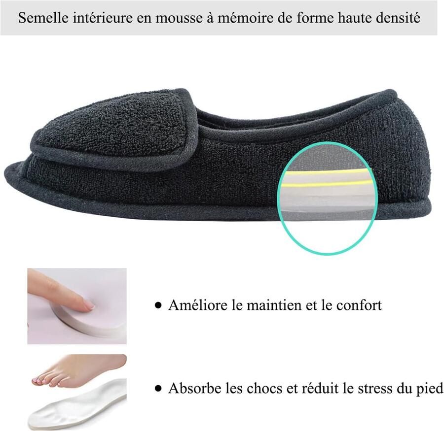 Pantoffels voor dames van traagschuim comfortabel ademend open teen pluche warm huispantoffels voor binnen en buiten Zwart