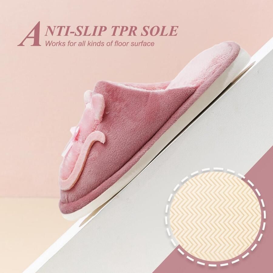 Pantoffels voor dames voor de winter indoor met katten Rosé 36 37