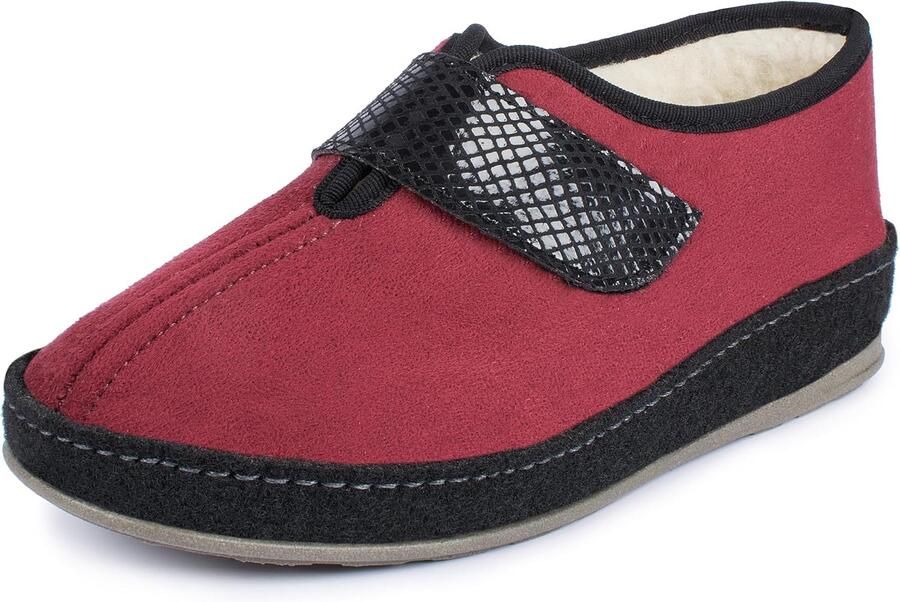 Pantoffels voor dames warm gevoerd scheerwol antislip klittenbandsluiting